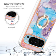 For Google Pixel 9 / 9 Pro Electroplating IMD TPU Phone Case with Ring(Blue Marble)