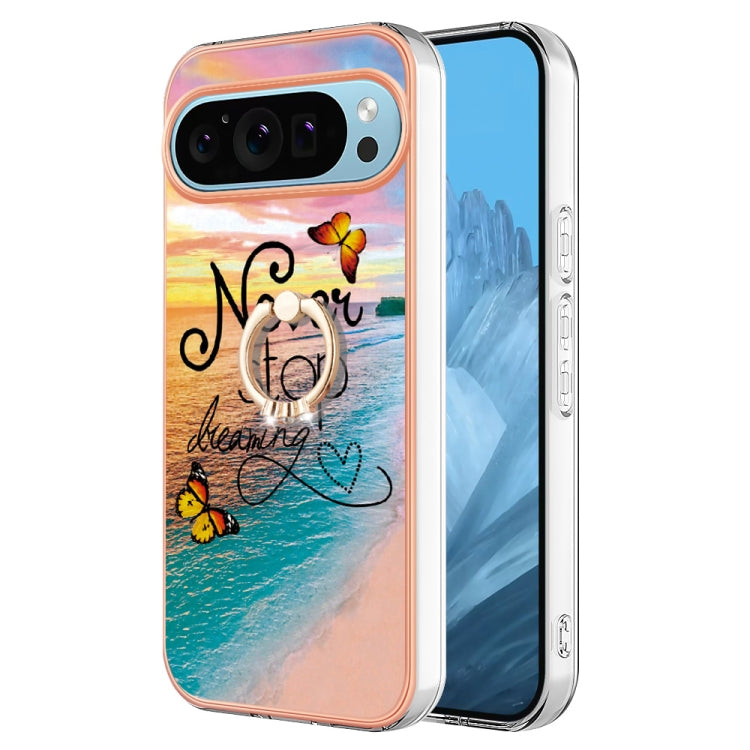 For Google Pixel 9 / 9 Pro Electroplating IMD TPU Phone Case with Ring(Dream Butterfly)