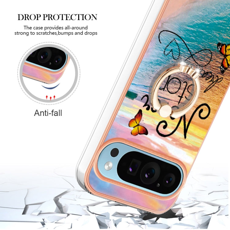 For Google Pixel 9 / 9 Pro Electroplating IMD TPU Phone Case with Ring(Dream Butterfly)