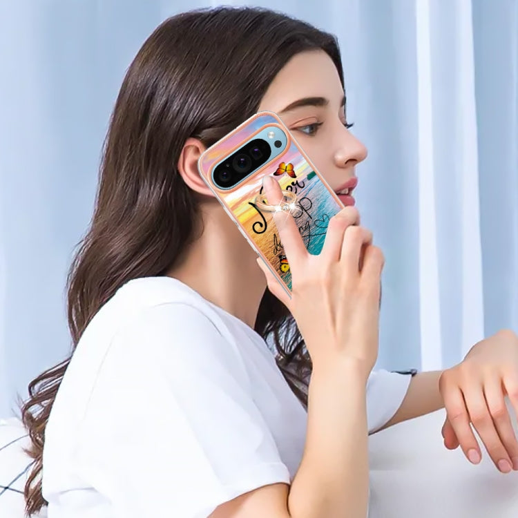 For Google Pixel 9 / 9 Pro Electroplating IMD TPU Phone Case with Ring(Dream Butterfly)