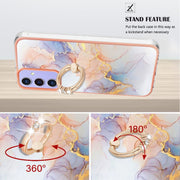 For Samsung Galaxy A15 5G Electroplating IMD TPU Phone Case with Ring(White Marble)