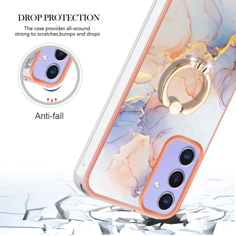 For Samsung Galaxy A15 5G Electroplating IMD TPU Phone Case with Ring(White Marble)