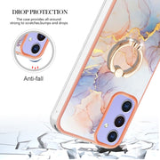 For Samsung Galaxy A15 5G Electroplating IMD TPU Phone Case with Ring(White Marble)