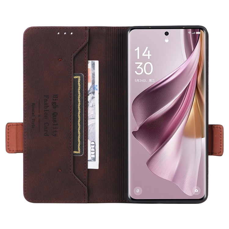 For OPPO Reno10 Pro+ Magnetic Clasp Leather Phone Case(Brown)