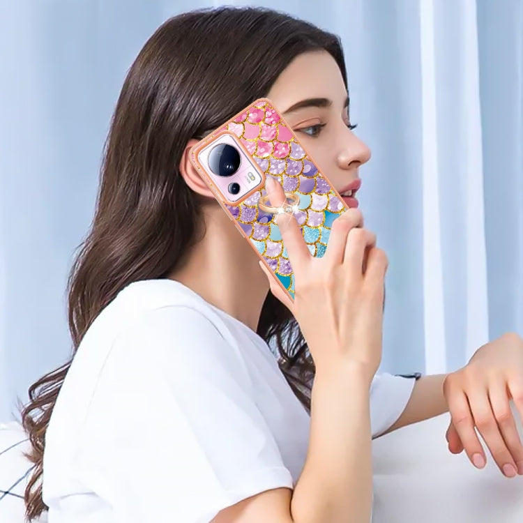 For Xiaomi 13 Lite 5G Electroplating IMD TPU Phone Case with Ring(Colorful Scales)