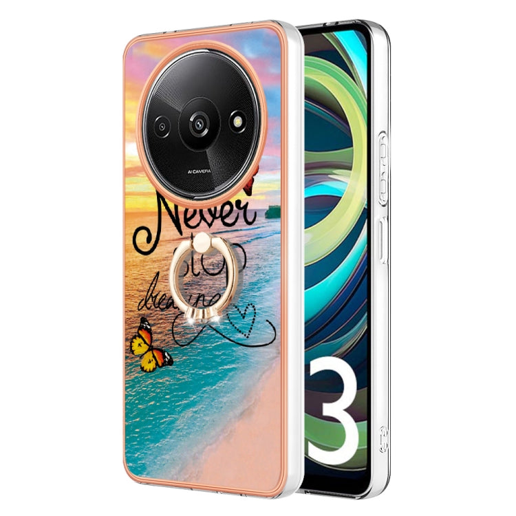 For Xiaomi Redmi A3 Electroplating IMD TPU Phone Case with Ring(Dream Butterfly)