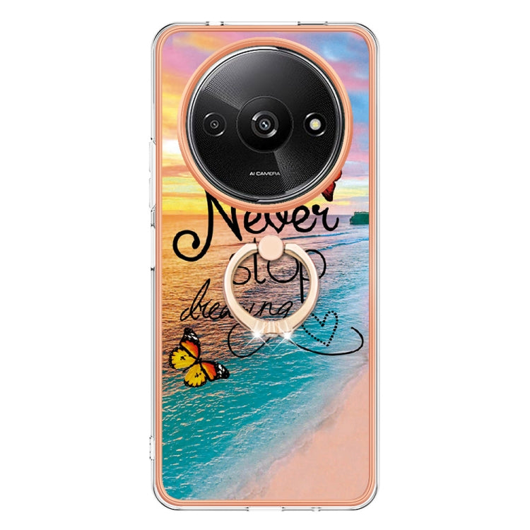 For Xiaomi Redmi A3 Electroplating IMD TPU Phone Case with Ring(Dream Butterfly)