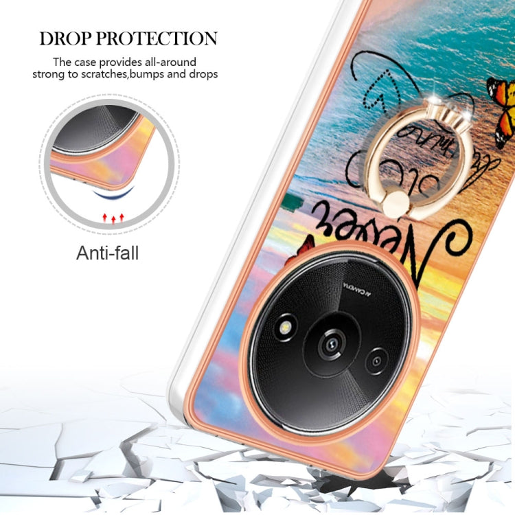 For Xiaomi Redmi A3 Electroplating IMD TPU Phone Case with Ring(Dream Butterfly)