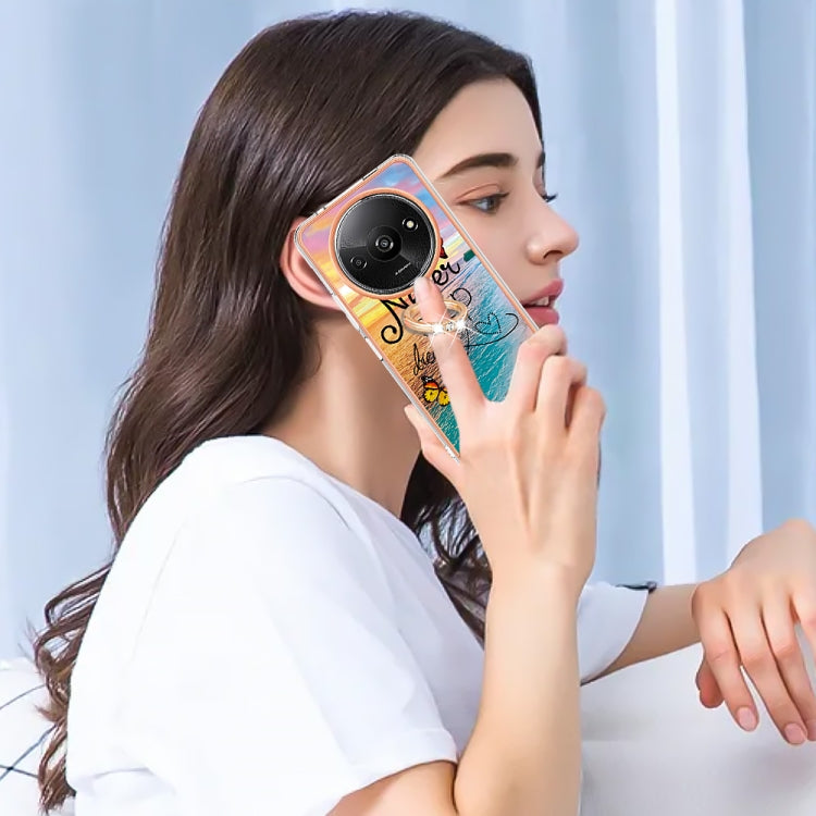 For Xiaomi Redmi A3 Electroplating IMD TPU Phone Case with Ring(Dream Butterfly)