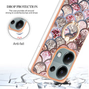 For Xiaomi Redmi Note 13 Pro 4G/Poco M6 Pro 4G Electroplating IMD TPU Phone Case with Ring(Pink Scales)