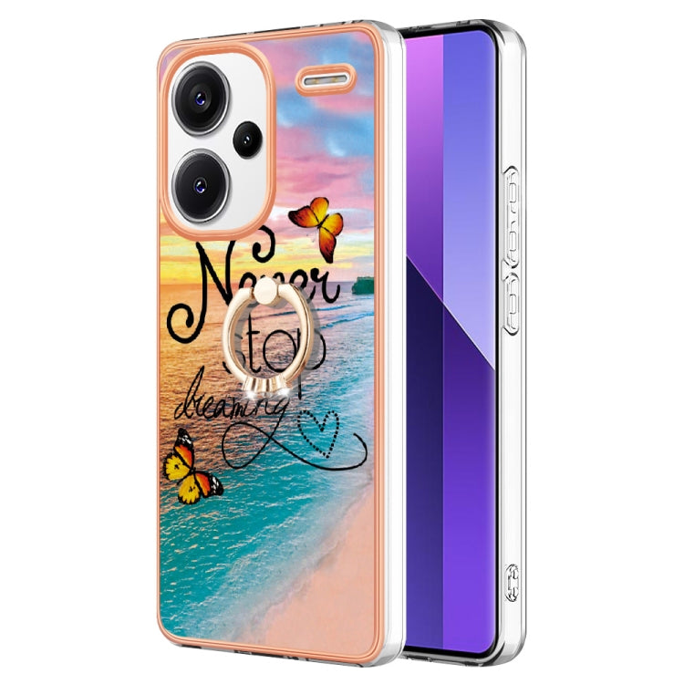 For Xiaomi Redmi Note 13 Pro+ 5G Electroplating IMD TPU Phone Case with Ring(Dream Butterfly)