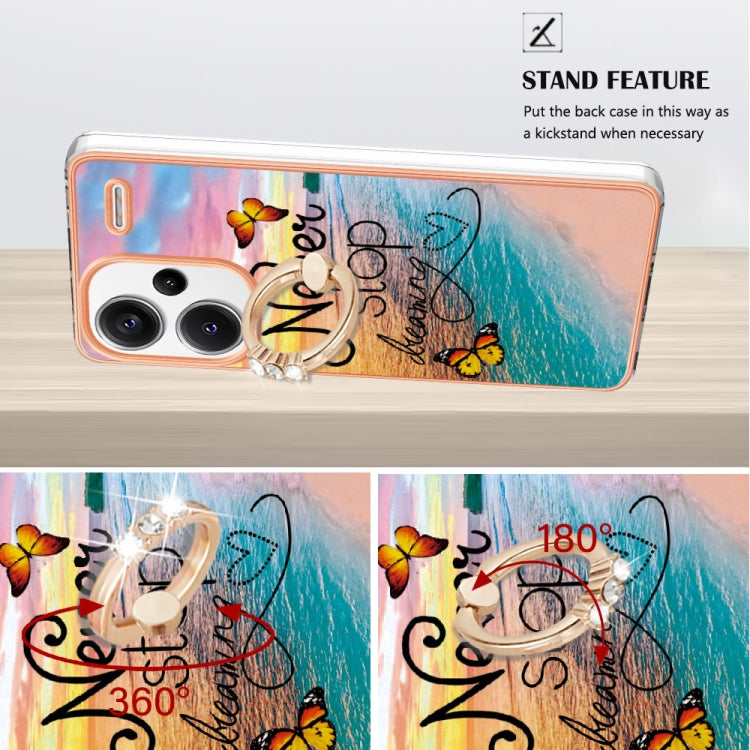 For Xiaomi Redmi Note 13 Pro+ 5G Electroplating IMD TPU Phone Case with Ring(Dream Butterfly)