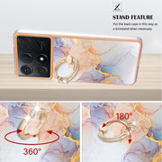 For Xiaomi Poco X6 Pro / Redmi K70E Electroplating IMD TPU Phone Case with Ring(White Marble)