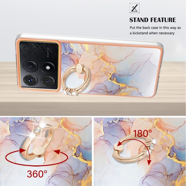 For Xiaomi Poco X6 Pro / Redmi K70E Electroplating IMD TPU Phone Case with Ring(White Marble)