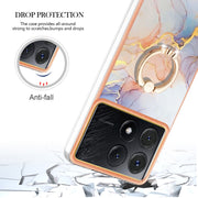 For Xiaomi Poco X6 Pro / Redmi K70E Electroplating IMD TPU Phone Case with Ring(White Marble)