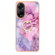 For OPPO A98 Electroplating Marble Dual-side IMD Phone Case with Ring(Pink 013)