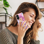 For OPPO A98 Electroplating Marble Dual-side IMD Phone Case with Ring(Pink 013)
