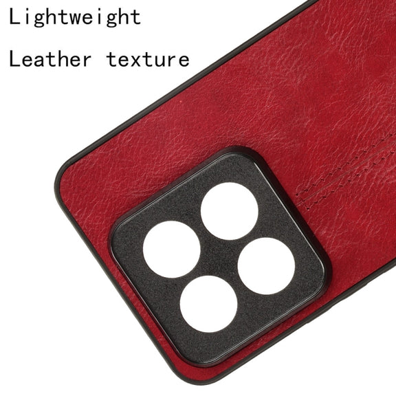 For Xiaomi 14 Pro Sewing Cow Pattern Skin PC + PU + TPU Phone Case(Red)