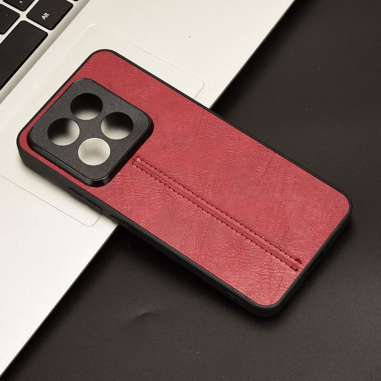 For Xiaomi 14 Pro Sewing Cow Pattern Skin PC + PU + TPU Phone Case(Red)