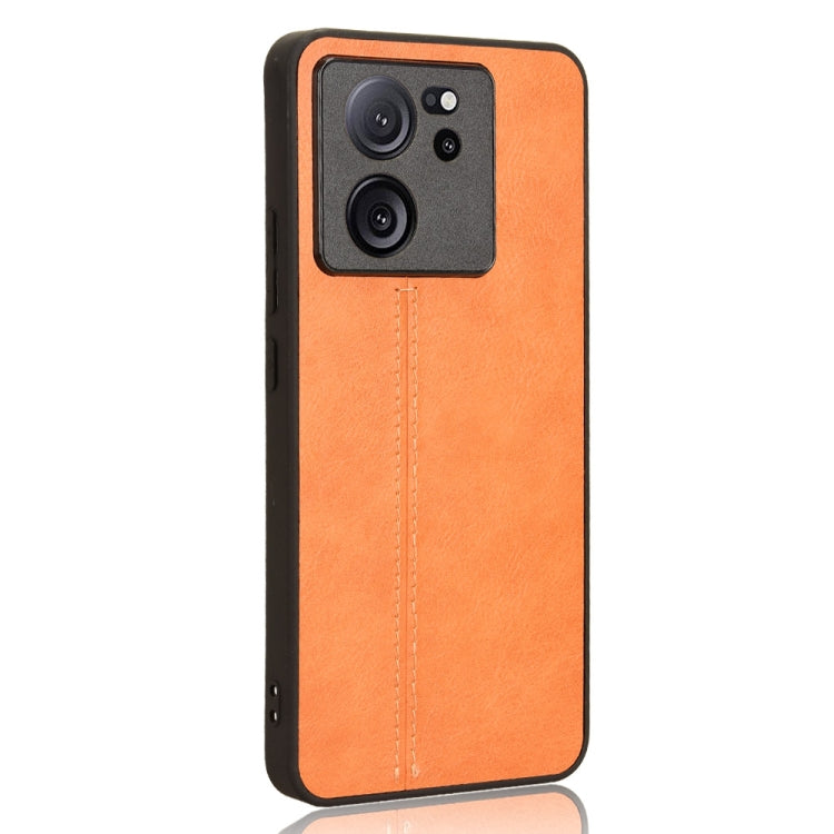 For Xiaomi 13T / Redmi K60 Ultra Sewing Cow Pattern Skin PC + PU + TPU Phone Case(Orange)