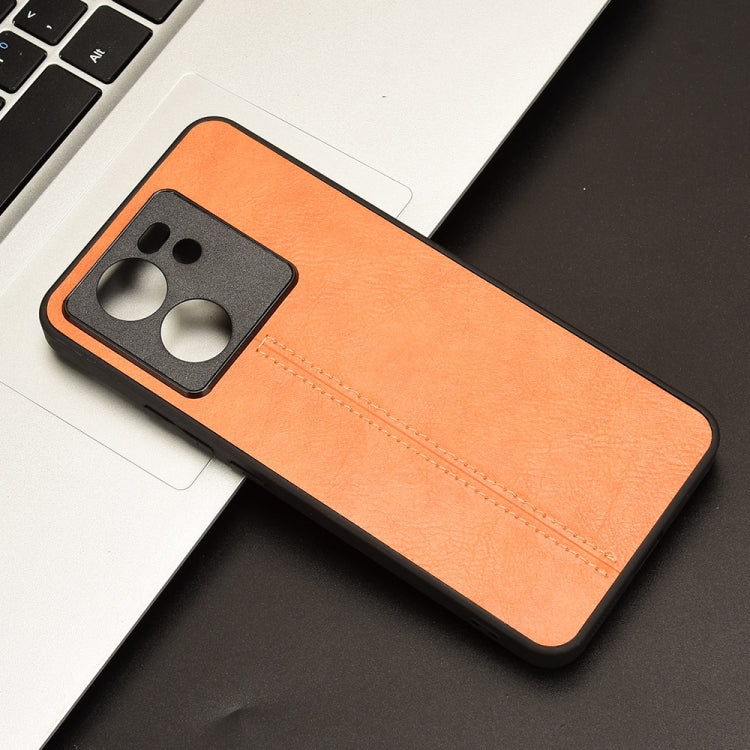 For Xiaomi 13T / Redmi K60 Ultra Sewing Cow Pattern Skin PC + PU + TPU Phone Case(Orange)