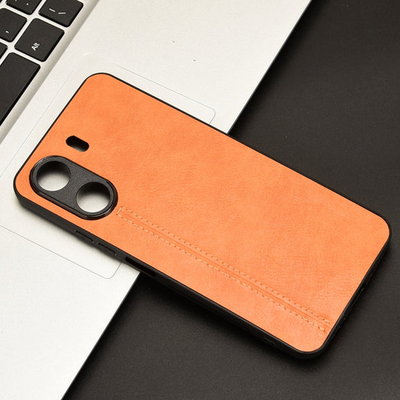 For Xiaomi Redmi 13C 4G / Poco C65 Sewing Cow Pattern Skin PC + PU + TPU Phone Case(Orange)