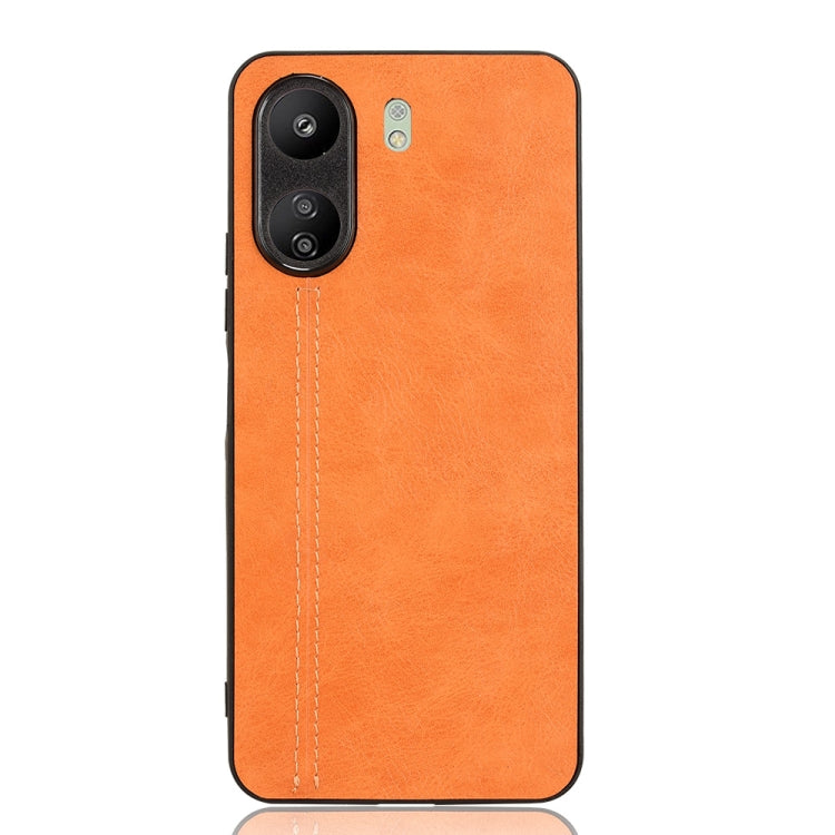 For Xiaomi Redmi 13C 4G / Poco C65 Sewing Cow Pattern Skin PC + PU + TPU Phone Case(Orange)