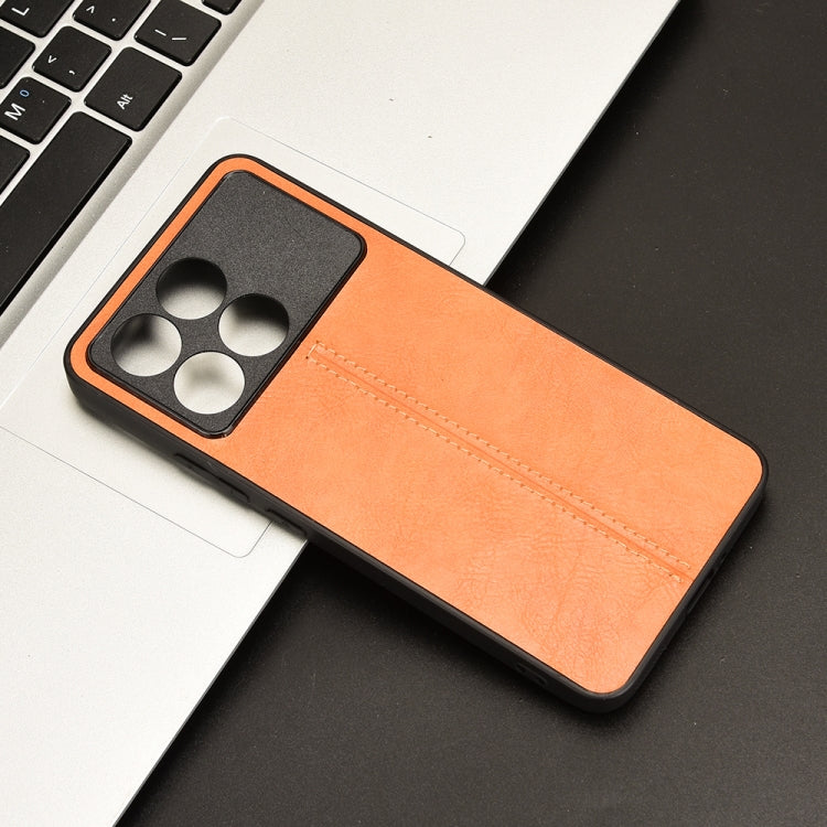 For Xiaomi Redmi K70 / K70 Pro Sewing Cow Pattern Skin PC + PU + TPU Phone Case(Orange)