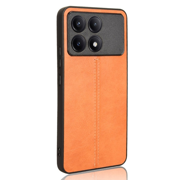 For Xiaomi Redmi K70 / K70 Pro Sewing Cow Pattern Skin PC + PU + TPU Phone Case(Orange)