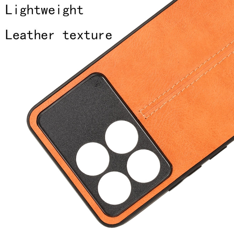 For Xiaomi Redmi K70 / K70 Pro Sewing Cow Pattern Skin PC + PU + TPU Phone Case(Orange)