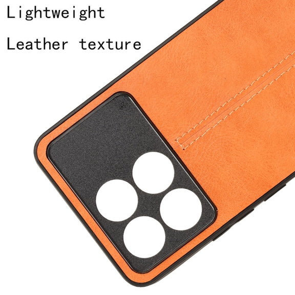 For Xiaomi Redmi K70 / K70 Pro Sewing Cow Pattern Skin PC + PU + TPU Phone Case(Orange)