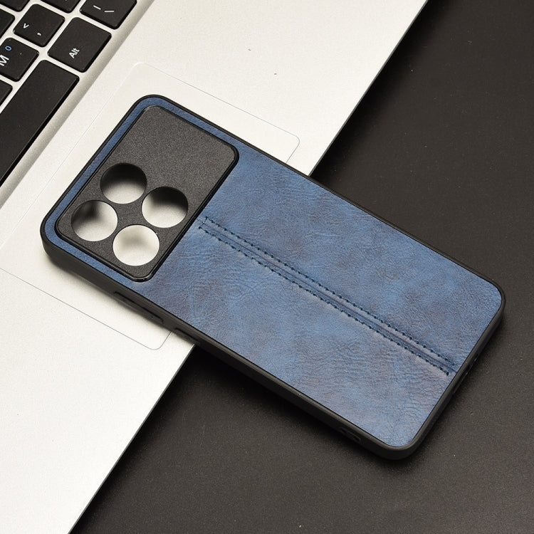 For Xiaomi Redmi K70 / K70 Pro Sewing Cow Pattern Skin PC + PU + TPU Phone Case(Blue)