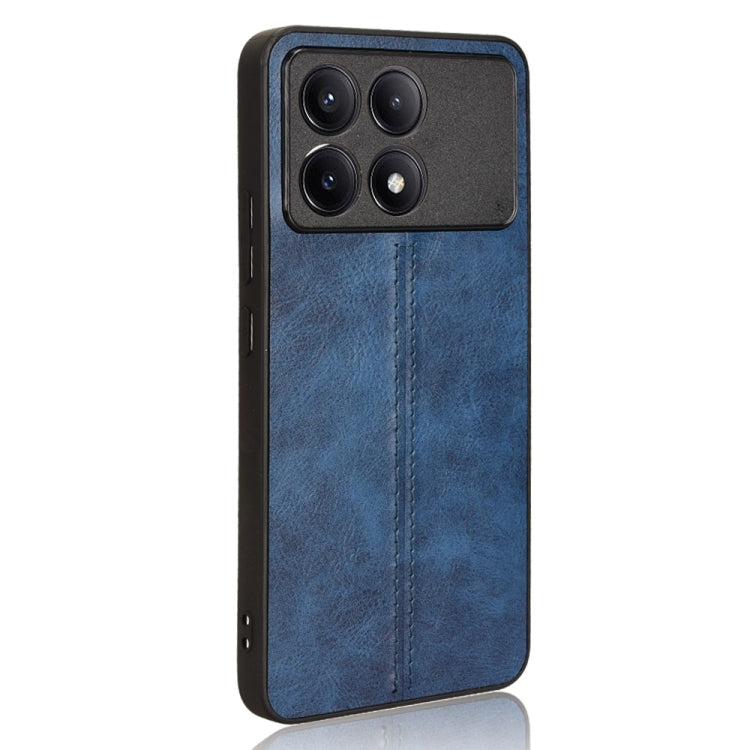 For Xiaomi Redmi K70 / K70 Pro Sewing Cow Pattern Skin PC + PU + TPU Phone Case(Blue)
