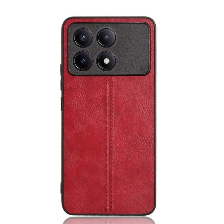 For Xiaomi Redmi K70E Sewing Cow Pattern Skin PC + PU + TPU Phone Case(Red)