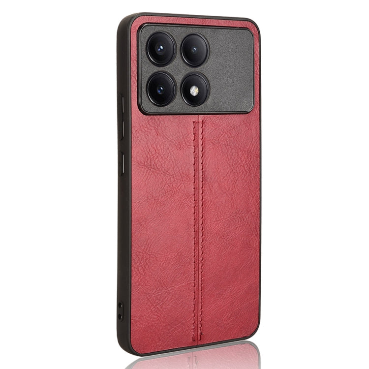 For Xiaomi Redmi K70E Sewing Cow Pattern Skin PC + PU + TPU Phone Case(Red)
