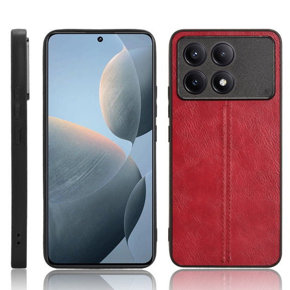 For Xiaomi Redmi K70E Sewing Cow Pattern Skin PC + PU + TPU Phone Case(Red)