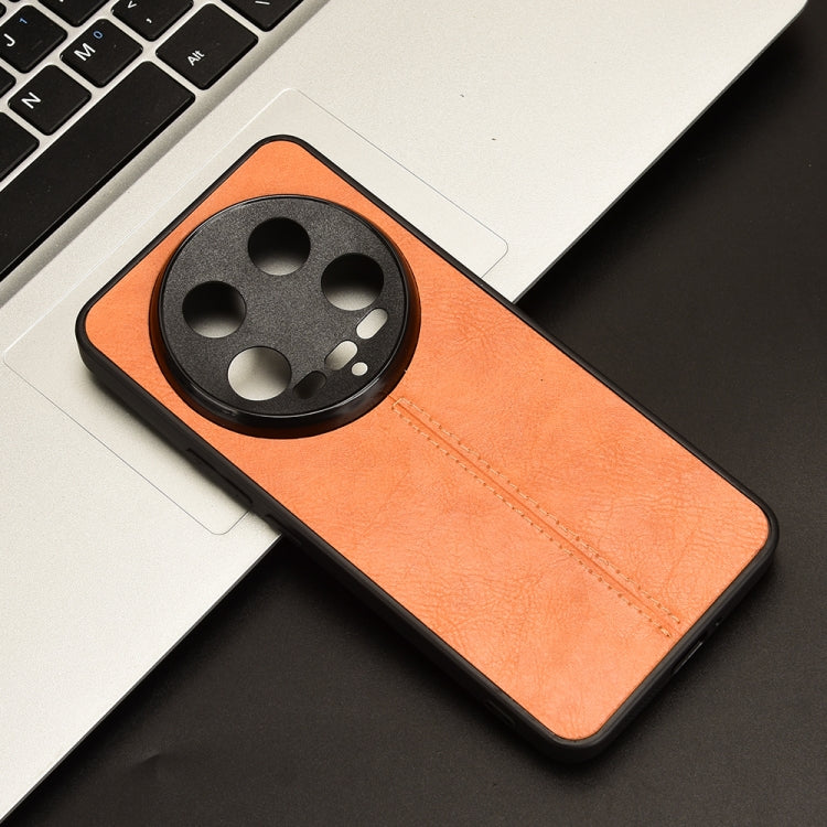 For Xiaomi 14 Ultra Sewing Cow Pattern Skin PC + PU + TPU Phone Case(Orange)