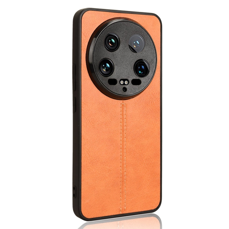 For Xiaomi 14 Ultra Sewing Cow Pattern Skin PC + PU + TPU Phone Case(Orange)
