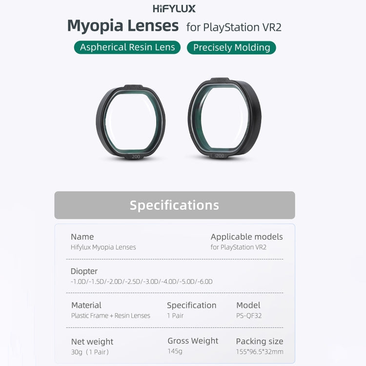 For PlayStation VR2 Hifylux Myopia Glasses Aspherical Resin Lens(-2.5D)