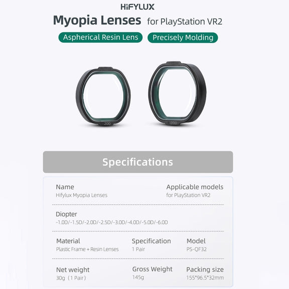 For PlayStation VR2 Hifylux Myopia Glasses Aspherical Resin Lens(-2.5D)