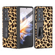 For Honor Magic Vs ABEEL Integrated Black Edge Leopard Phone Case with Holder(Champagne Gold) - Honor Cases by PMC TechLife | Online Shopping South Africa | PMC TechLife | Buy Now Pay Later Mobicred