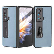 For Honor Magic Vs ABEEL Integrated Black Edge Genuine Leather Mino Phone Case with Holder(Blue)