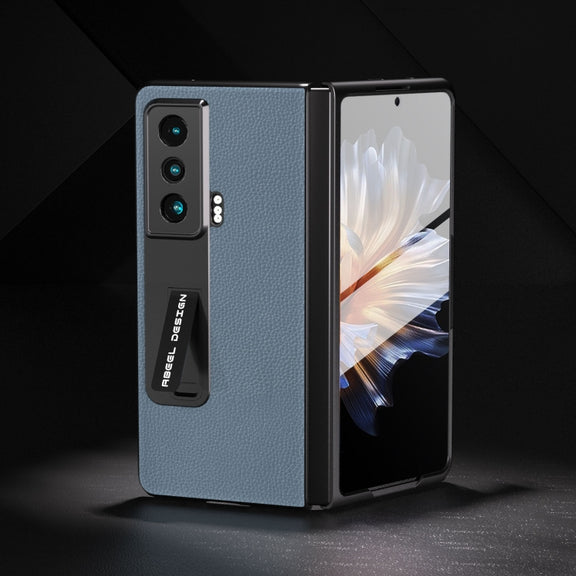 For Honor Magic Vs ABEEL Integrated Black Edge Genuine Leather Mino Phone Case with Holder(Blue)