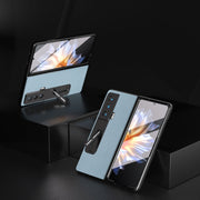For Honor Magic Vs ABEEL Integrated Black Edge Genuine Leather Mino Phone Case with Holder(Blue)