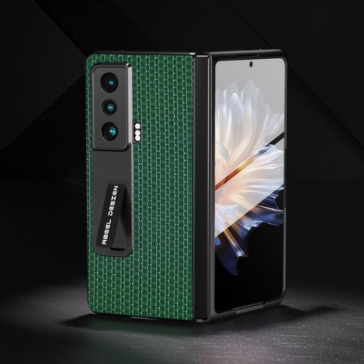 For Honor Magic Vs ABEEL Integrated Genuine Leather Luxury Series Phone Case with Holder(Night Green)