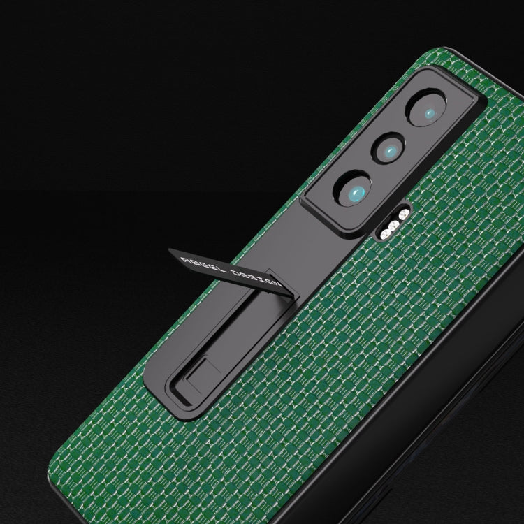 For Honor Magic Vs ABEEL Integrated Genuine Leather Luxury Series Phone Case with Holder(Night Green)