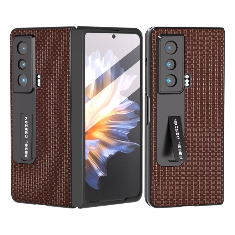 For Honor Magic Vs ABEEL Integrated Genuine Leather Luxury Series Phone Case with Holder(Coffee)