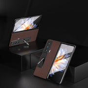For Honor Magic Vs ABEEL Integrated Genuine Leather Luxury Series Phone Case with Holder(Coffee)