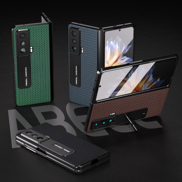 For Honor Magic Vs ABEEL Integrated Genuine Leather Luxury Series Phone Case with Holder(Black)