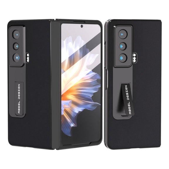 For Honor Magic Vs ABEEL Integrated Genuine Leather Silky Soft Phone Case with Holder(Black)